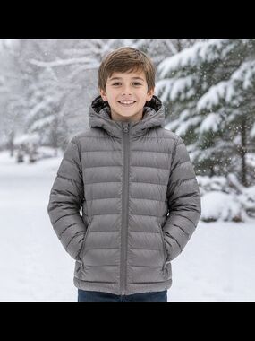 EDDIE BAUER Kids Puffer Jacket - Gray, Size 14 (L), EUC